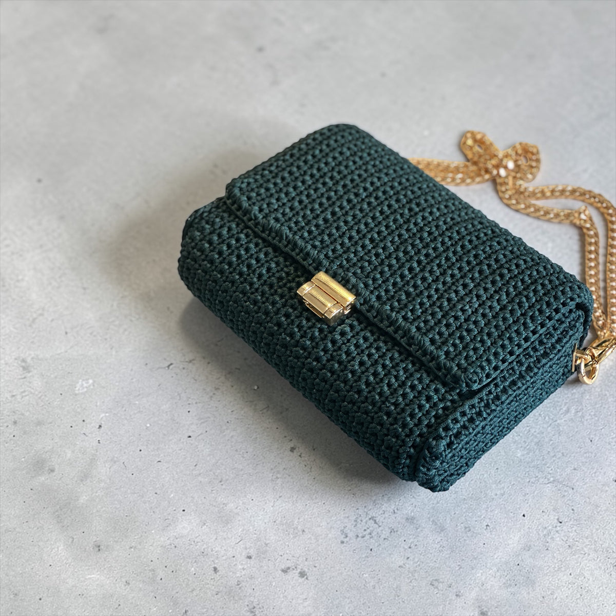 Bolsa Crochet Verde Musgo peça única