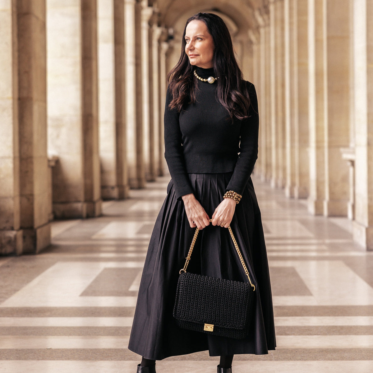 Bolsa Crochet Caviar Noir