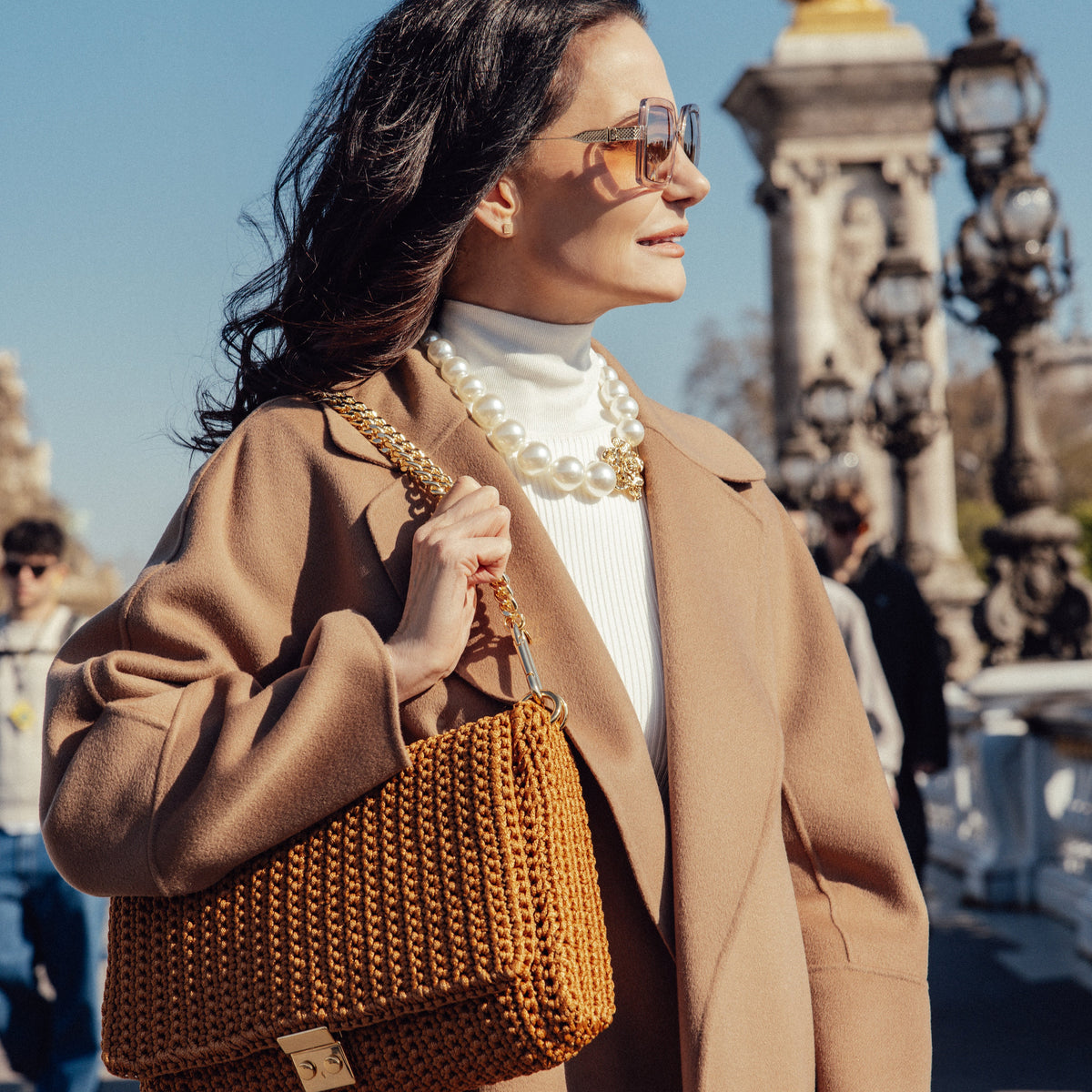 Bolsa Crochet Caviar Caramelo