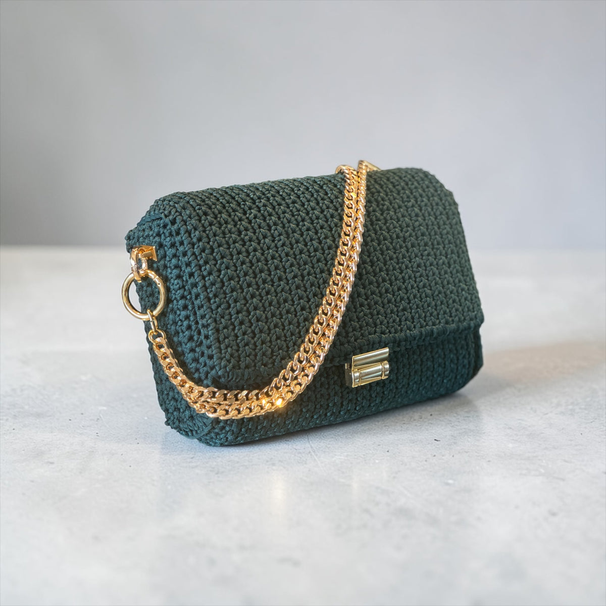 Bolsa Crochet Verde Musgo peça única