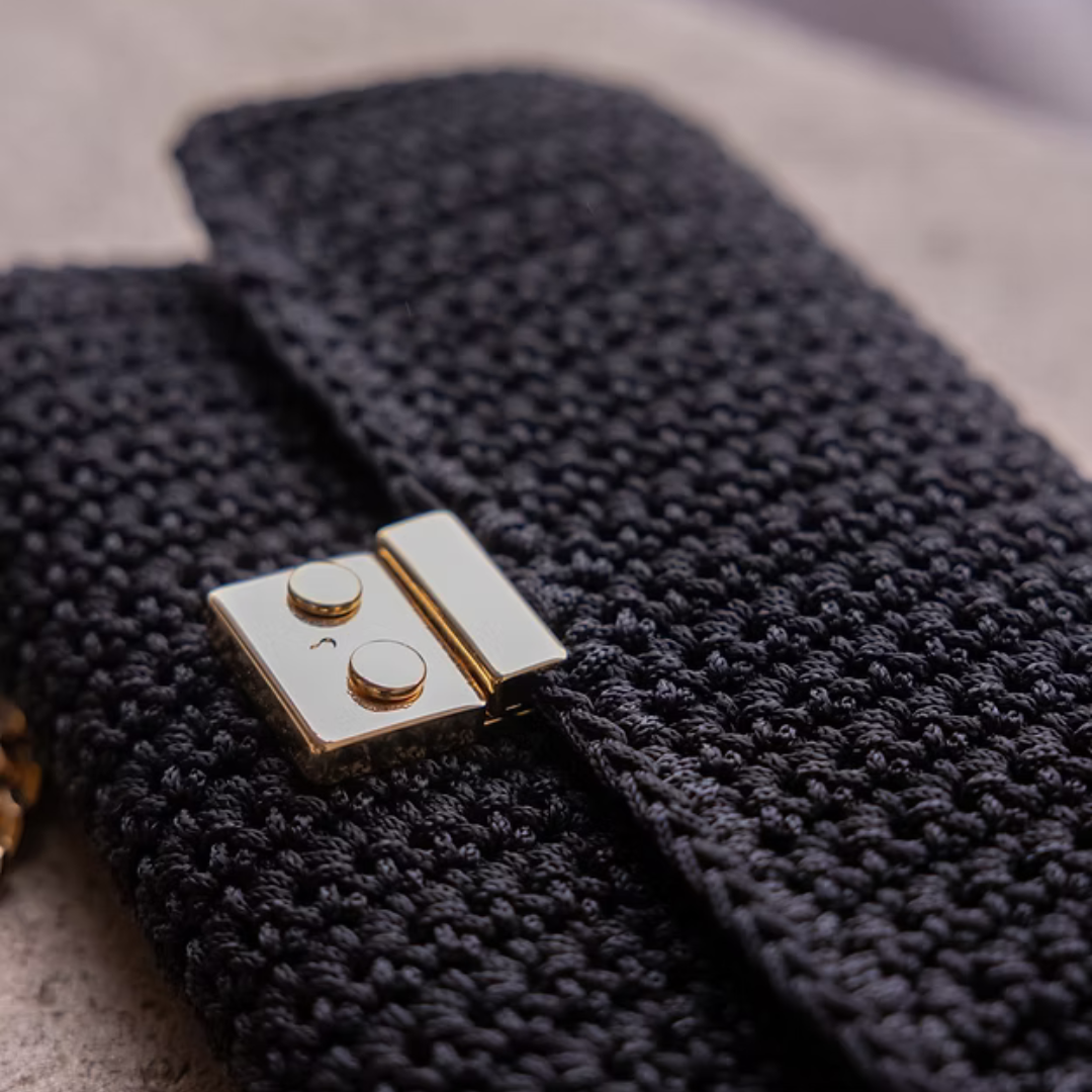 Bolsa Crochet Caviar Noir