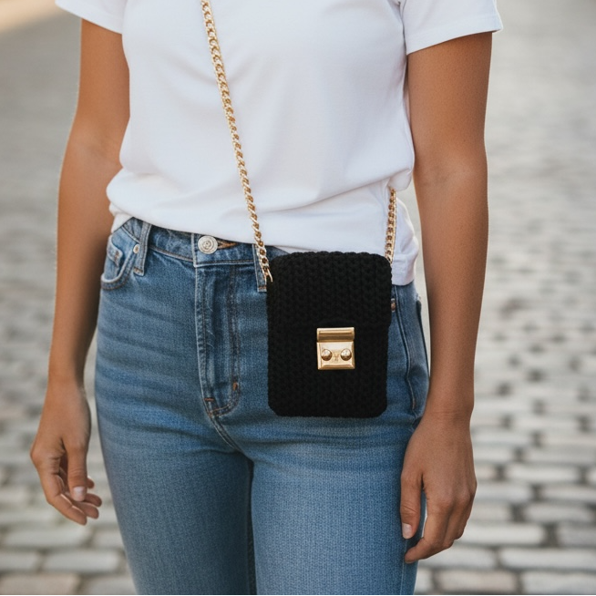 Bolsa Porta Celular Tiracolo Preta