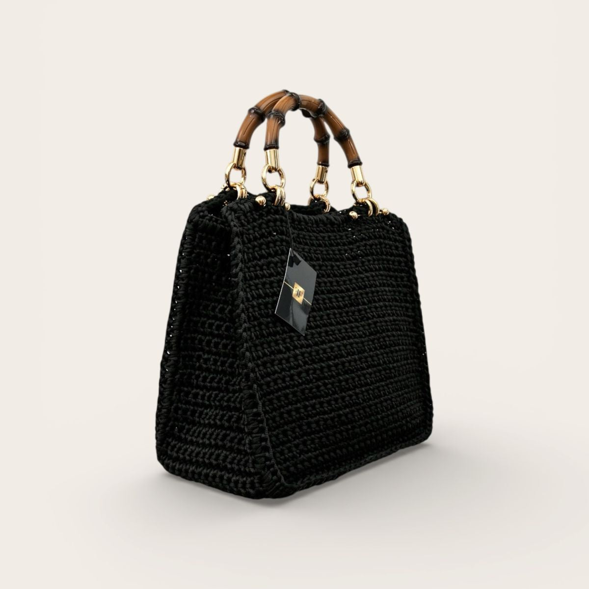 Bolsa Crochet Tote Bambu - Preta