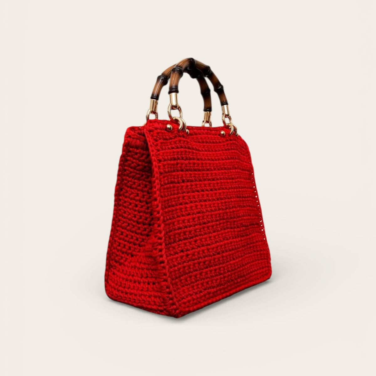 Bolsa Crochet Tote Bambu - Vermelha