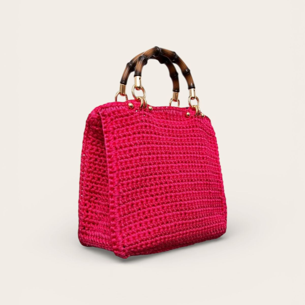 Bolsa Crochet Tote Bambu - Pink