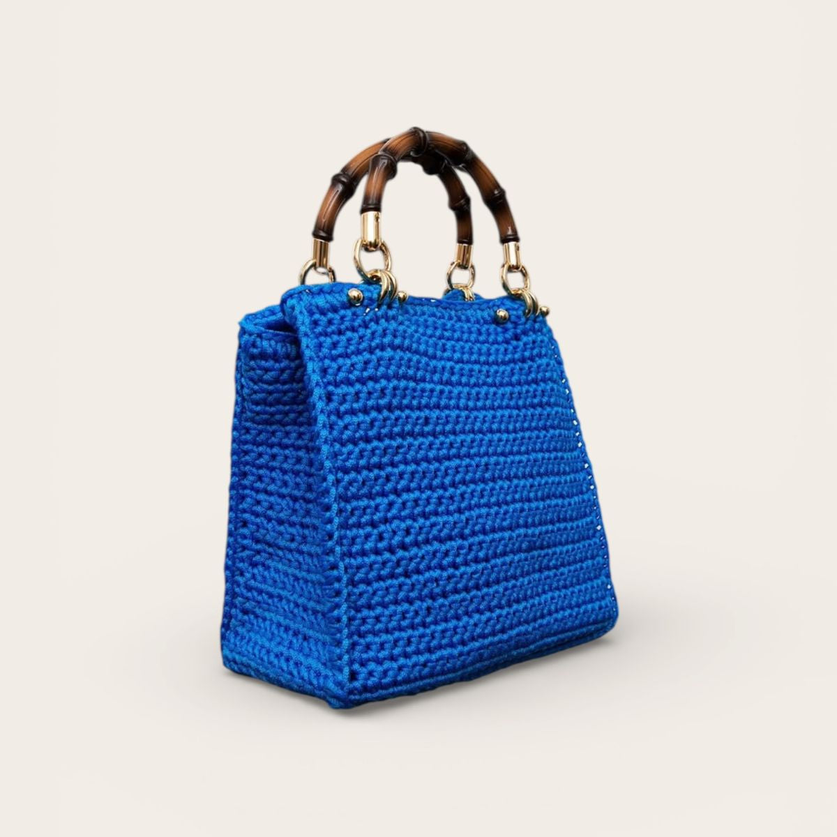 Bolsa Crochet Tote Bambu - Azul Bic